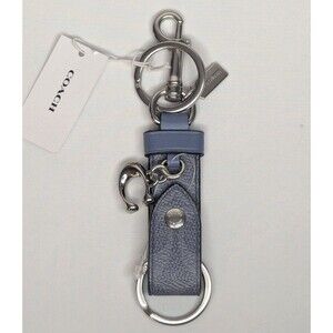 Coach Trigger Snap Bag Charm - Silver/Chambray, NWT